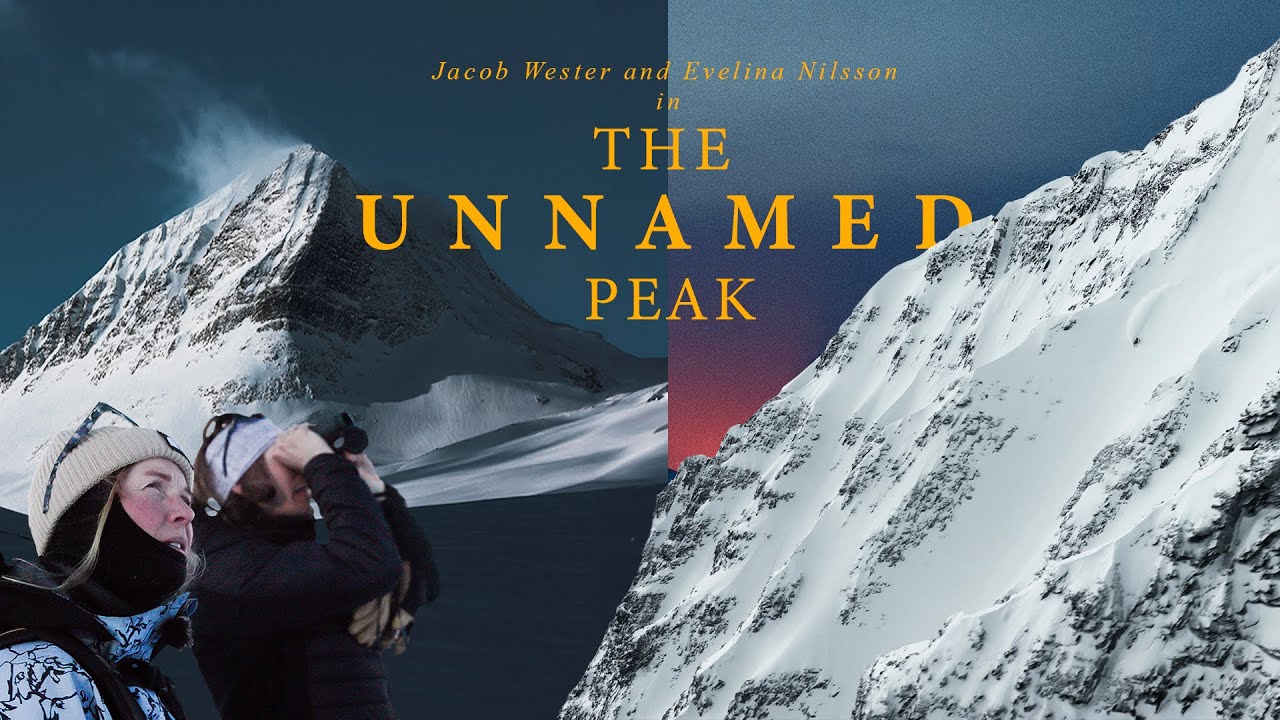 The Unnamed Peak film poster: two skiers looking up at snowy peaks